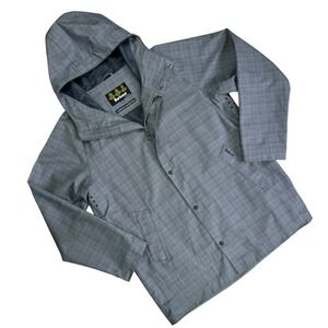 Barbour Aquel Jacket Hooded Waterproof Breathable Raincoat Men 2XL Gray Blue